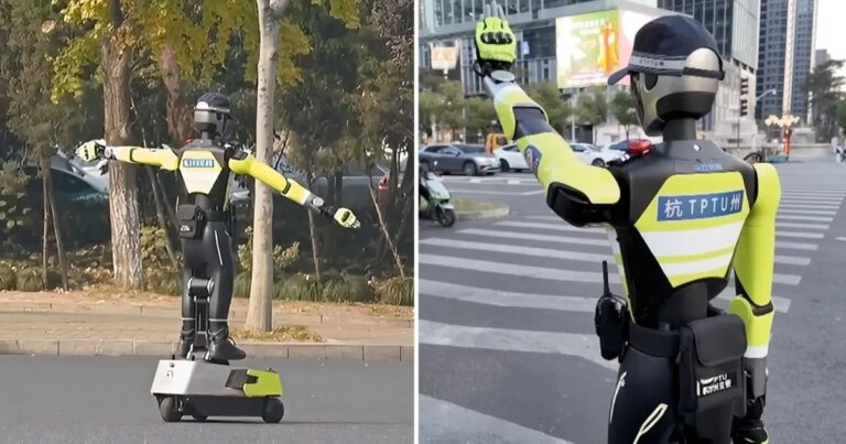 Čína používá humanoidní roboty k řízení a pokutování dopravy