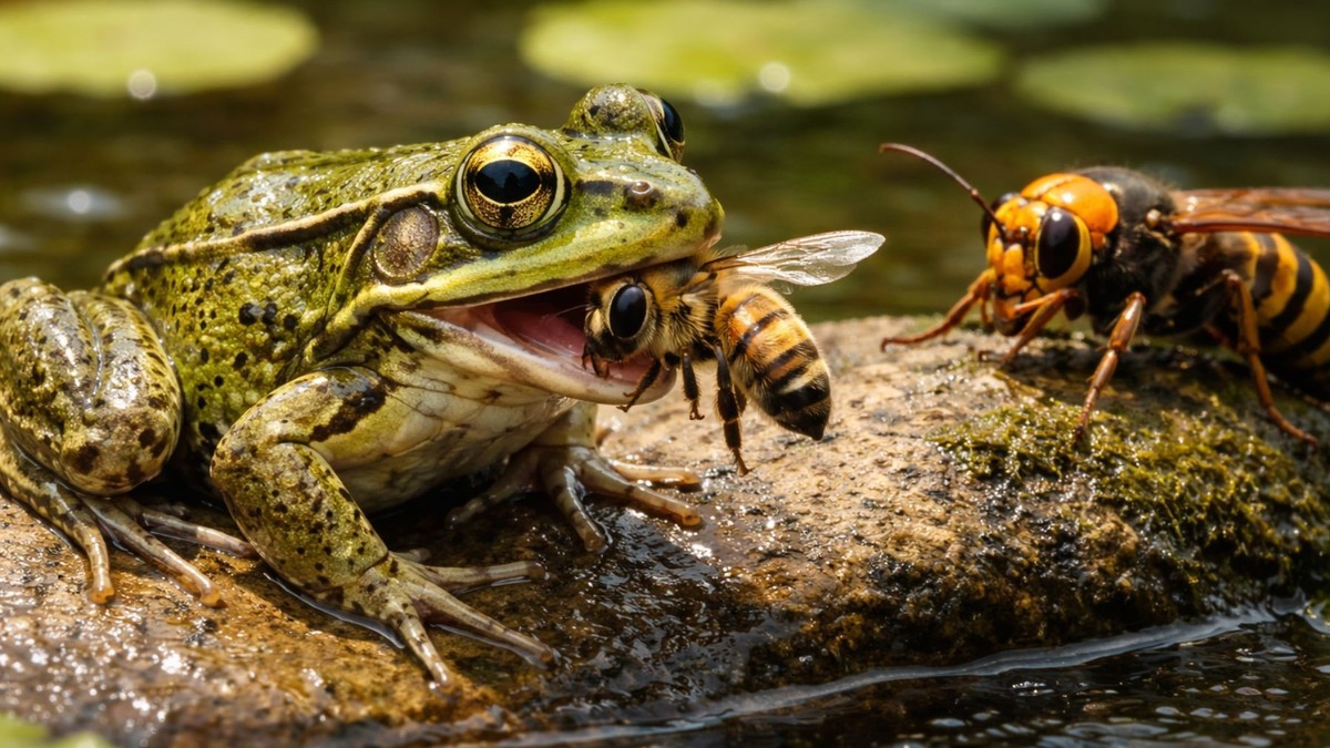 Žáby v jezících konzumují sršně a odolávají jejich bodnutím bez následků