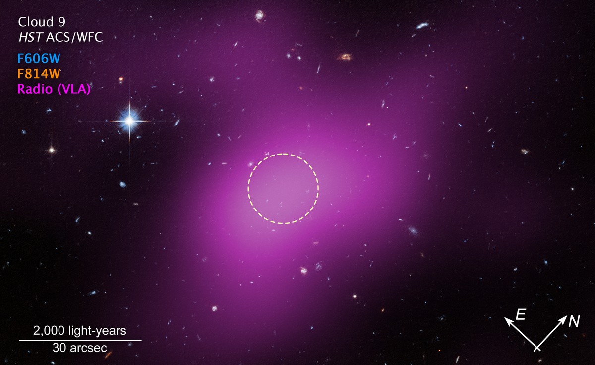 První známý oblak mimo galaxie: Hubble potvrzuje existenci tajemného objektu naplněného temnou hmotou