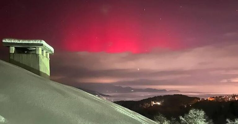Výjimečná polární záře na severu Itálie